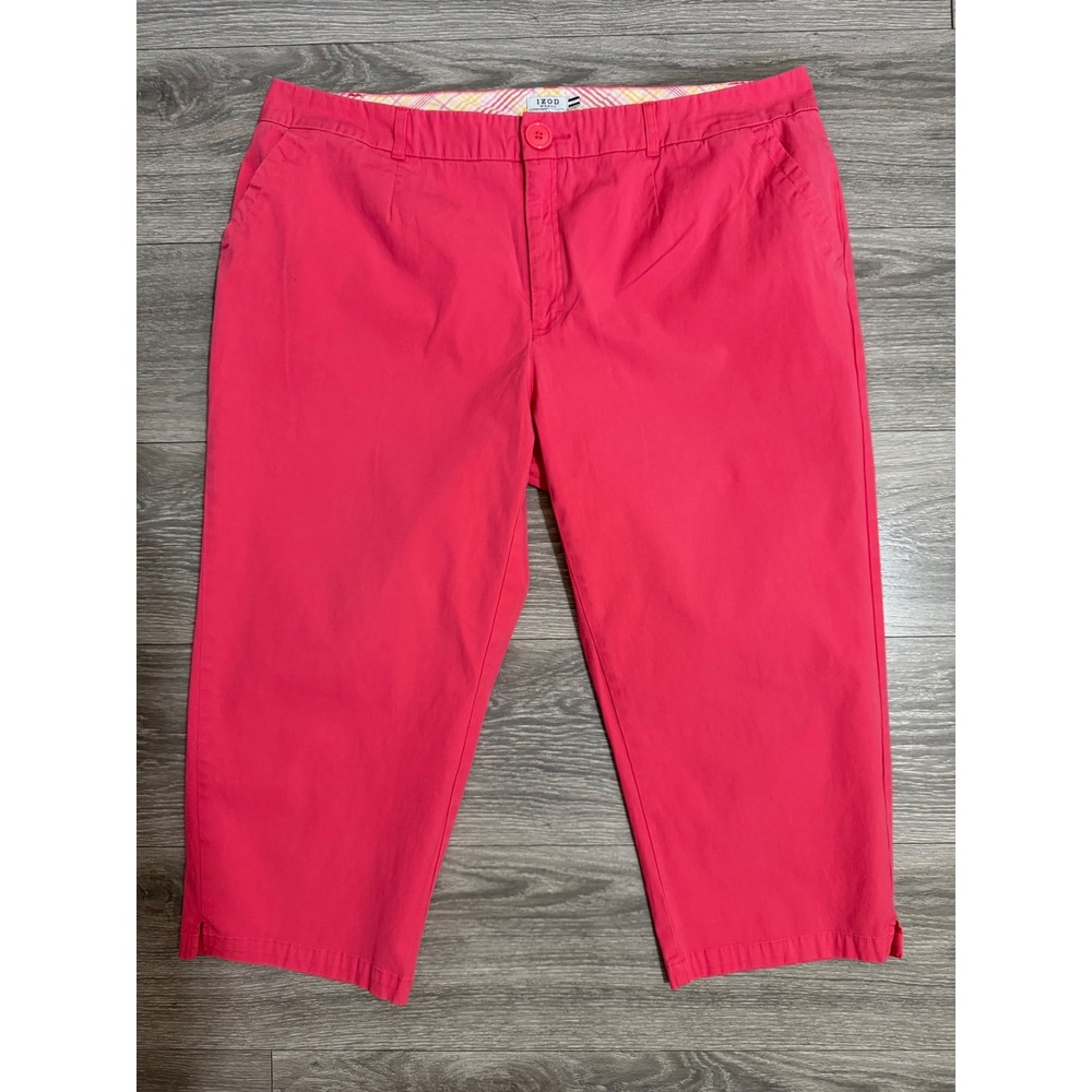 IZOD Woman Pink Stretch Cotton Capri Pants Cropped Trousers Size 20W Plus Size